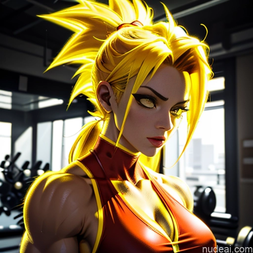 related ai porn images free for Super Saiyan Super Saiyan 4 Neon Lights Clothes: Red Neon Lights Clothes: Yellow Woman Bodybuilder Busty Front View Huge Boobs