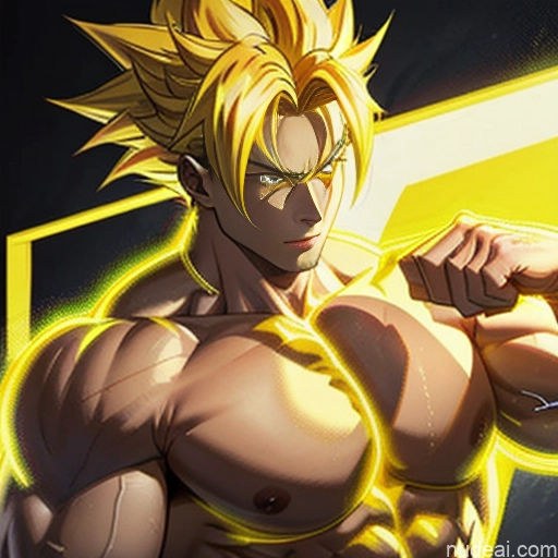 ai nude image of pics of Super Saiyan Super Saiyan 4 Neon Lights Clothes: Red Neon Lights Clothes: Yellow Woman Bodybuilder Busty Front View Huge Boobs