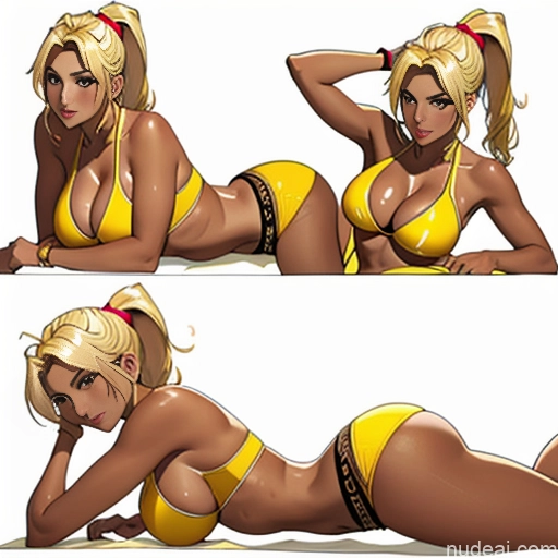 ai nude image of pics of Milf Bimbo One Huge Boobs Big Ass Big Hips Tall Tanned Skin 18 Sexy Face Ahegao Blonde Ponytail Asian Soft + Warm Bedroom Close-up View Front View Spreading Legs Cleavage Transparent Gold Jewelry Dark Lighting Simple Harem Pants