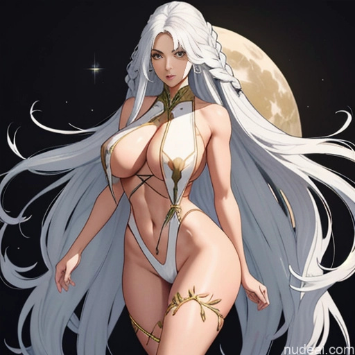 Busty Huge Boobs Perfect Boobs Beautiful Big Hips Long Legs Perfect Body Tall Long Hair Dark Skin White Hair Elf Revealing Clothes Of Cerestia Of Life (Last Origin)