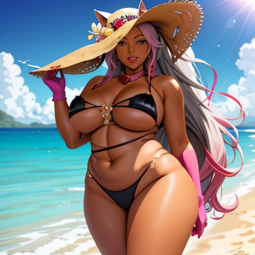 Dark Skin 18 Pink Hair Shirt Busty Long Hair Perfect Boobs Black Ahegao Tanned Skin African Chubby Big Hips Dangerous Beast Cosplay Detailed Crisp Anime Skin Detail (beta)