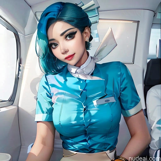 Stewardess Uniform Rainbow Haired Girl