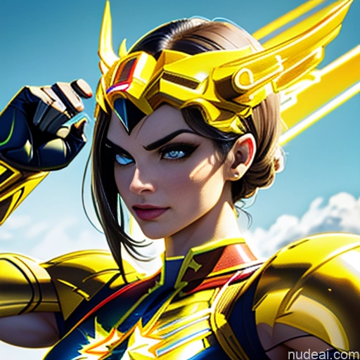 related ai porn images free for Captain Marvel Busty Abs Front View Woman Neon Lights Clothes: Yellow Bodybuilder SuperMecha: A-Mecha Musume A素体机娘