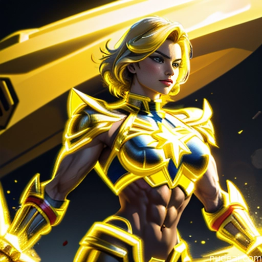 ai nude image of pics of Captain Marvel Busty Abs Front View Woman Bodybuilder Super Saiyan Neon Lights Clothes: Yellow Neon Lights Clothes: Orange SuperMecha: A-Mecha Musume A素体机娘