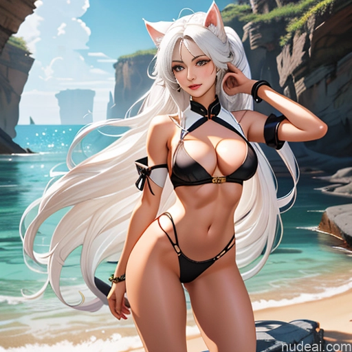 Ahri, 1girl, Long Hair, Animal Ears, Whisker Markings, Korean Clothes, Cleavage, Detached Sleeves White Hair Cute Monster Woman Sorority Busty Perfect Boobs Beautiful Big Ass Big Hips Perfect Body Long Hair 18 Bobcut Bathroom Nude Topless Transparent Warm Anime