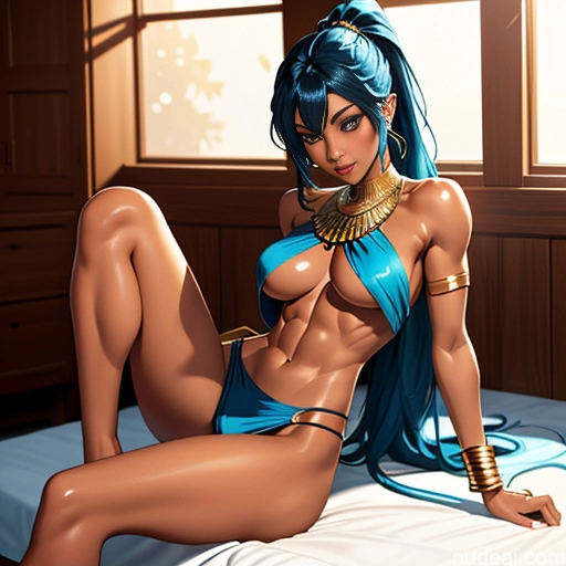 ai nude image of pics of Perfect Boobs Perfect Body Oiled Body Ponytail Bedroom Gold Jewelry Dark Lighting Dark Skin Ahegao Orgasm Partially Nude Blue Hair Superhero Bangs Egyptian Middle Eastern Busty 30s On Back Topless