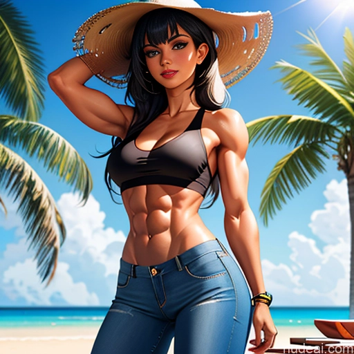 related ai porn images free for Woman Model Athlete Busty Perfect Boobs Beautiful Sunglasses Lipstick Muscular Abs Long Legs Tall Perfect Body Long Hair Tanned Skin Oiled Body Muscle Slider 20s Seductive Pouting Lips Sexy Face Black Hair Deep Blue Eyes Bangs Straight Hime Cut Street Boots Jeans Tank Top Crop Top