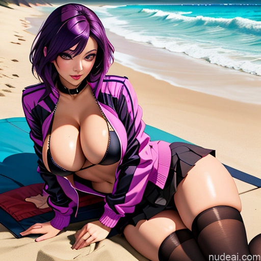 related ai porn images free for Beach Japanese Straight Purple Hair Orgasm Perfect Boobs Big Ass Short Thick Woman Thigh Socks Thong Jacket Micro Skirt