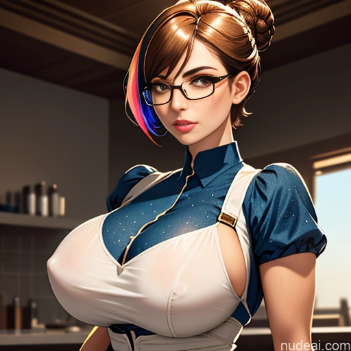 ai nude image of pics of Milf Woman Huge Boobs Perfect Boobs Thick Big Hips Perfect Body Short Hair Brunette Ginger Glasses Bedroom Apron Dress Nurse Victorian Detailed Hair Bun Traditional Huge Tits, Hard Nipples Huge Sagging Breasts Transparent