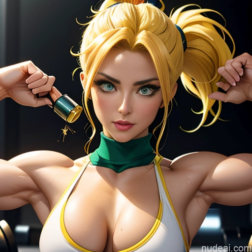 related ai porn images free for Super Saiyan Science Fiction Style Cosplay Busty Front View Bodybuilder Woman Abs Blonde Cyborg