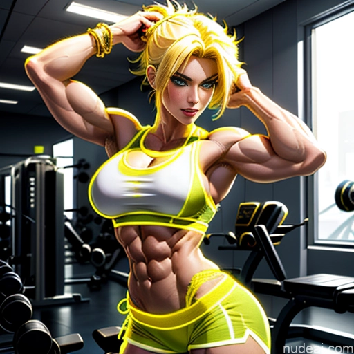 related ai porn images free for Super Saiyan Science Fiction Style Cosplay Busty Front View Bodybuilder Woman Abs Blonde Cyborg Neon Lights Clothes: Yellow Neon Lights Clothes: Orange