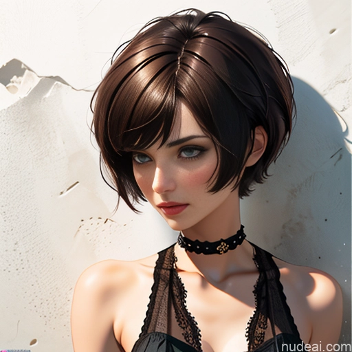 ai nude image of pics of One Anime Skinny Small Tits Big Ass Short Short Hair 18 Brunette Pixie White Licking-nipple Handjob Choker Dress