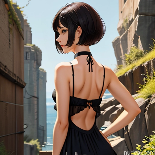 ai nude image of pics of One Skinny Anime Small Tits Big Ass Short Short Hair 18 Brunette Pixie White Choker Dress Alternative