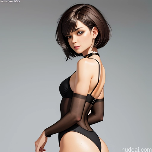 One Skinny Anime Small Tits Big Ass Short Short Hair 18 Brunette Pixie White Choker Dress Undressing Another