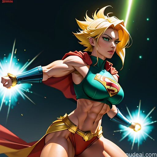 related ai porn images free for Superheroine Superhero Busty Muscular Powering Up Abs Super Saiyan