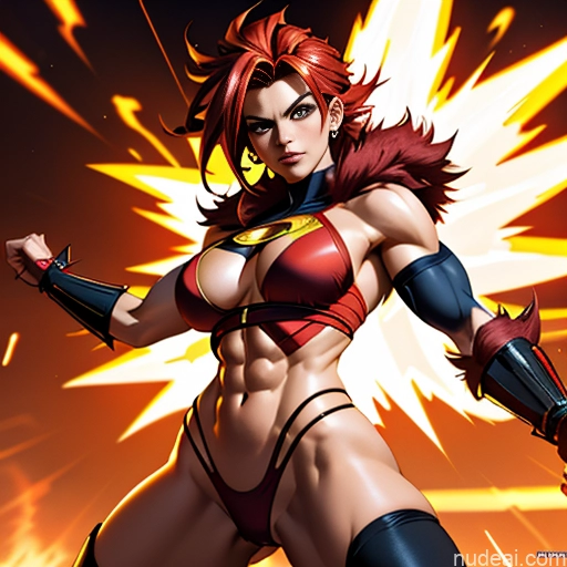 related ai porn images free for Superheroine Superhero Busty Muscular Powering Up Abs Super Saiyan 4