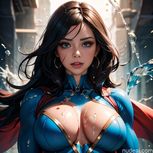 ai nude image of pics of Superheroine Superhero Busty Muscular Abs Squirt Cumshot