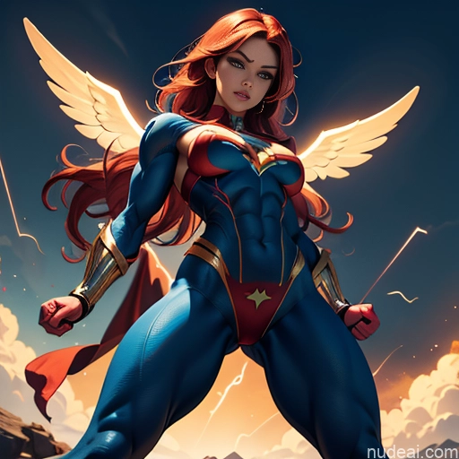 related ai porn images free for Superheroine Superhero Busty Muscular Abs Powering Up Angel