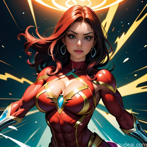 related ai porn images free for Superheroine Superhero Busty Muscular Abs Powering Up Power Rangers