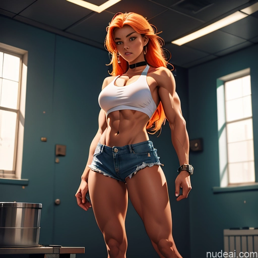 related ai porn images free for Busty Muscular Abs Long Legs Tall Tanned Skin Oiled Body 18 Serious Ginger Long Hair Full Frontal Prison Boots Choker Daisy Dukes Crop Top Tank Top Bodybuilder Working Out Transparent