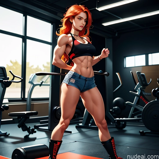 related ai porn images free for Busty Muscular Abs Long Legs Tall Tanned Skin Oiled Body 18 Serious Ginger Long Hair Full Frontal Boots Choker Daisy Dukes Crop Top Tank Top Bodybuilder Working Out Transparent Gym