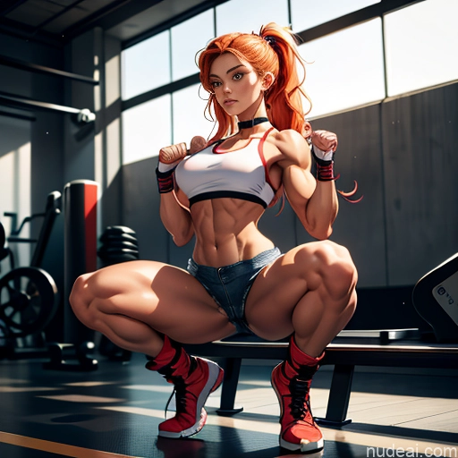 related ai porn images free for Busty Muscular Abs Long Legs Tall Tanned Skin Oiled Body 18 Serious Ginger Long Hair Full Frontal Boots Choker Daisy Dukes Crop Top Tank Top Bodybuilder Working Out Transparent Gym