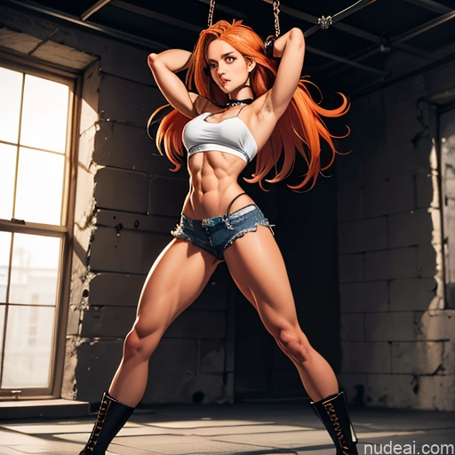 related ai porn images free for Busty Muscular Abs Long Legs Tall Tanned Skin Oiled Body 18 Serious Ginger Long Hair Full Frontal Boots Choker Daisy Dukes Crop Top Tank Top Bodybuilder Transparent T-pose Prison Bondage Mesh