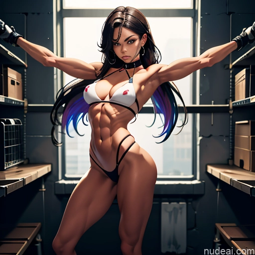 related ai porn images free for Bodybuilder Busty Small Tits Muscular Abs Long Legs Tall Tanned Skin Oiled Body 20s Serious Ginger Long Hair Prison Front View T-pose Choker Thong Medieval Topless Bondage Anime