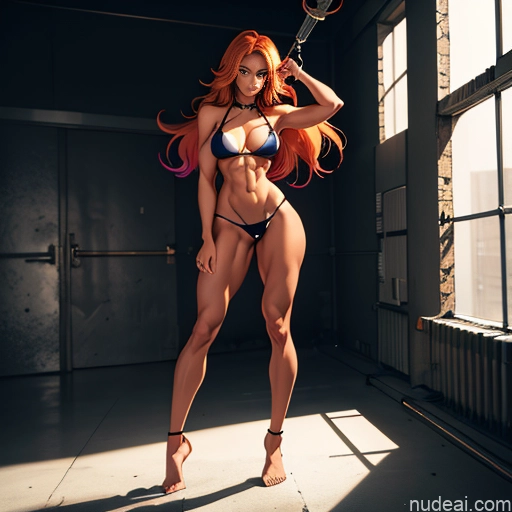 related ai porn images free for Bodybuilder Busty Small Tits Muscular Abs Long Legs Tall Tanned Skin Oiled Body 20s Serious Ginger Long Hair Prison Front View T-pose Choker Thong Medieval Topless Bondage Anime