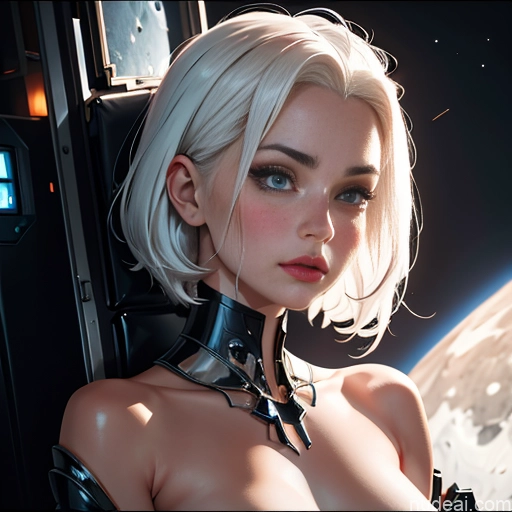 related ai porn images free for One Woman Small Tits Lipstick 30s Pouting Lips White Hair Slicked White Painting Moon Front View Fantasy Armor Sci-fi Armor Partially Nude Cleavage Transparent Topless