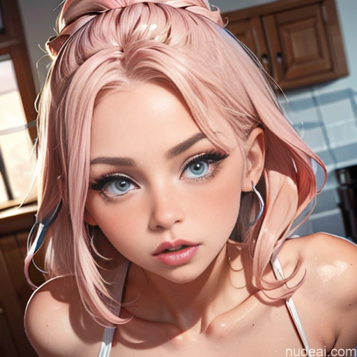 ai nude image of pics of Busty Skinny Abs Tall Long Legs Beautiful Perfect Boobs 18 Pouting Lips Sexy Face Pink Hair Scandinavian Nude Detailed Lipstick Several Tittysuck