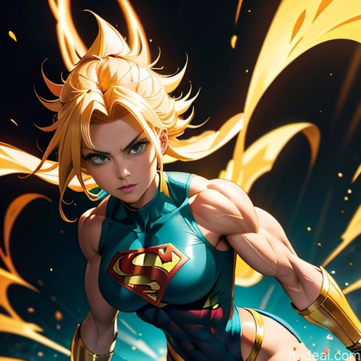 related ai porn images free for Super Saiyan Superhero Muscular Busty Abs Superheroine Powering Up