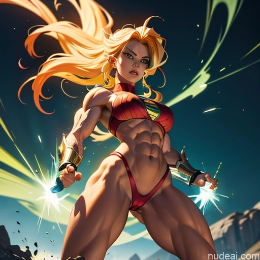 related ai porn images free for Super Saiyan Superhero Muscular Busty Abs Powering Up Superheroine