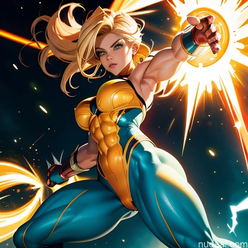 related ai porn images free for Superhero Muscular Busty Abs Powering Up Superheroine Super Saiyan 3 Blonde Science Fiction Style