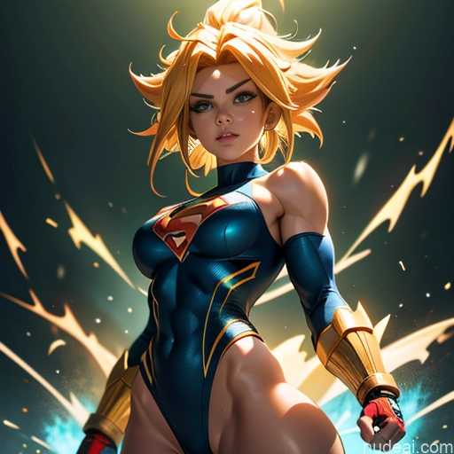 ai nude image of pics of Superhero Muscular Busty Abs Powering Up Superheroine Super Saiyan 3 Science Fiction Style Super Saiyan