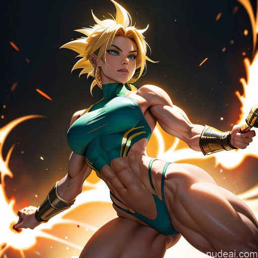 ai nude image of pics of Superhero Muscular Busty Abs Powering Up Science Fiction Style Super Saiyan Bodybuilder Super Saiyan 3