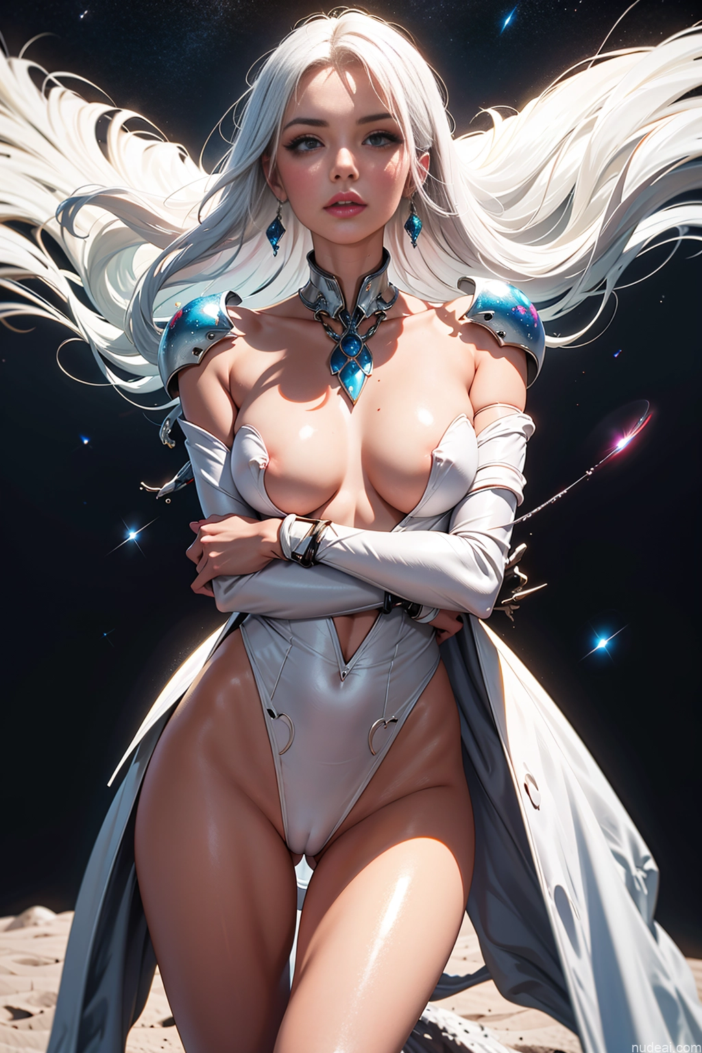 related ai porn images free for Milf One Small Tits Lipstick Tall Pouting Lips White Hair Painting Front View Moon Dress Fantasy Armor Sci-fi Armor Space Suit Partially Nude Topless Transparent Cleavage Jewelry Nude