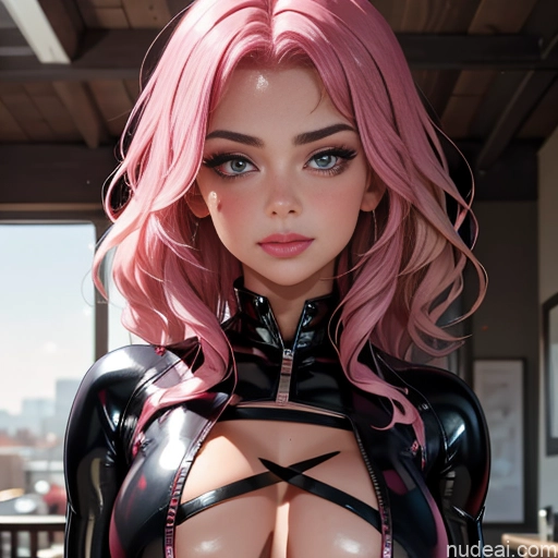 related ai porn images free for Athlete Several Busty Perfect Boobs Lipstick Muscular Skinny Abs Perfect Body 18 Seductive Pink Hair German Detailed Pouting Lips Hijiri's Cross-Laced Latex Bikesuit