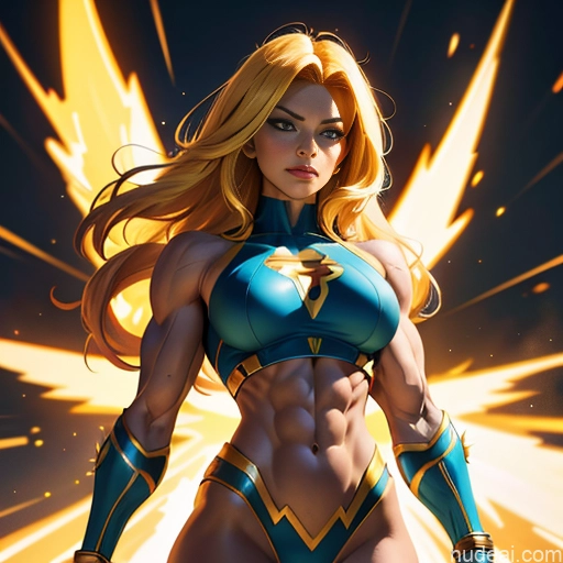 related ai porn images free for Superheroine Busty Muscular Abs Super Saiyan Science Fiction Style Dynamic View Superhero