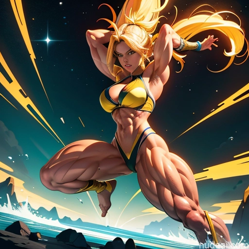 related ai porn images free for Busty Muscular Abs Super Saiyan Science Fiction Style Dynamic View Superhero Bodybuilder Powering Up