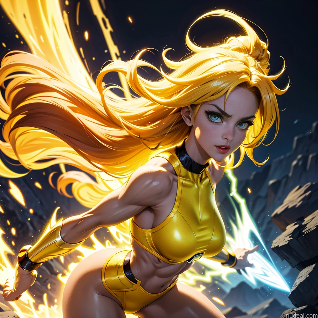 related ai porn images free for Busty Muscular Abs Superhero Superheroine Super Saiyan 3 Super Saiyan Neon Lights Clothes: Yellow Regal Powering Up