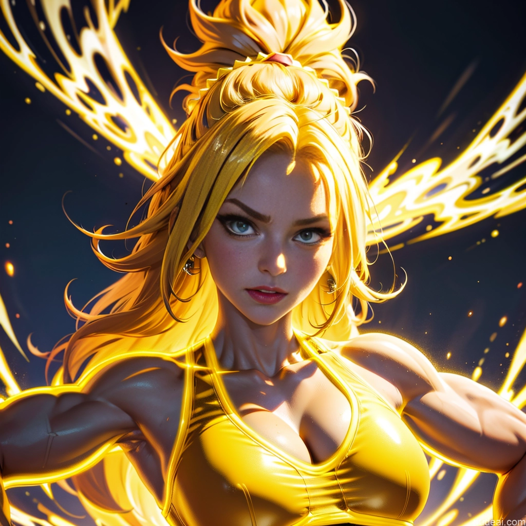 related ai porn images free for Busty Muscular Abs Super Saiyan 3 Super Saiyan Neon Lights Clothes: Yellow Regal Powering Up Bodybuilder