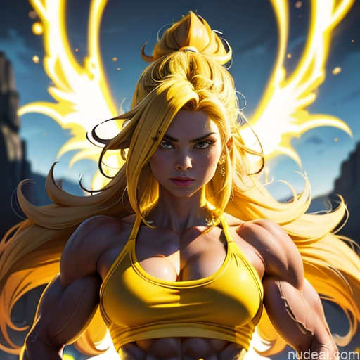 related ai porn images free for Busty Muscular Super Saiyan 3 Super Saiyan Science Fiction Style Abs Bodybuilder Powering Up Neon Lights Clothes: Yellow