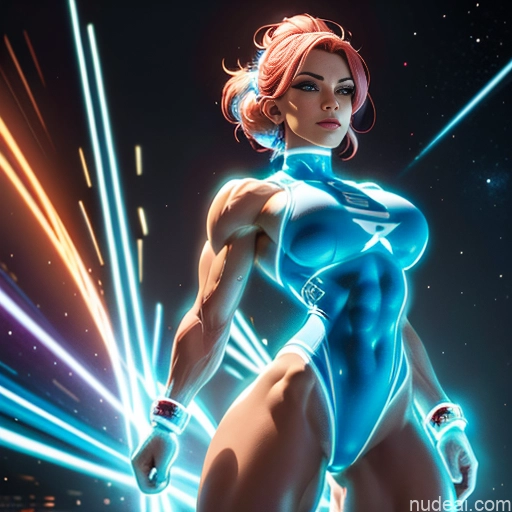 related ai porn images free for Israel Jewish Busty Muscular Abs Superhero Science Fiction Style Dynamic View Bodybuilder Neon Lights Clothes: Blue Powering Up