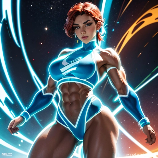 related ai porn images free for Israel Jewish Busty Muscular Abs Superhero Bodybuilder Neon Lights Clothes: Blue Powering Up