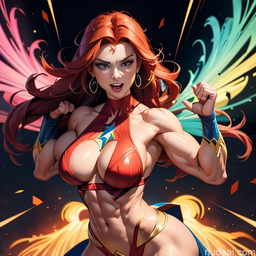 related ai porn images free for Muscular Powering Up Busty Superhero Abs Several Superheroine Perfect Boobs