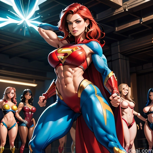 related ai porn images free for Muscular Powering Up Busty Superhero Abs Several Superheroine Perfect Boobs