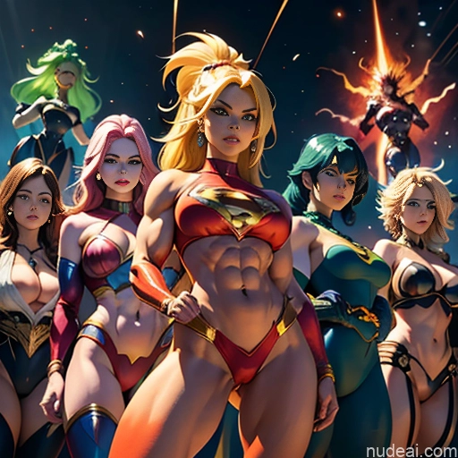 related ai porn images free for Superheroine Busty Muscular Abs Superhero Powering Up Several Super Saiyan 3