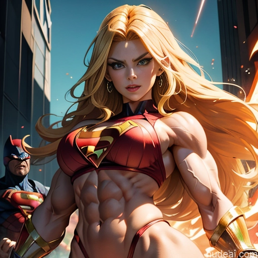 related ai porn images free for Superheroine Busty Muscular Abs Superhero Powering Up Several Super Saiyan 3