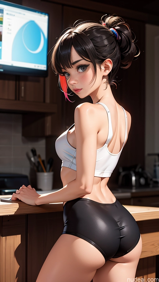 related ai porn images free for One Sorority Skinny Perfect Boobs Small Ass 20s Ahegao Brunette Bobcut White Soft Anime Back View Tank Top Spandex Short Shorts